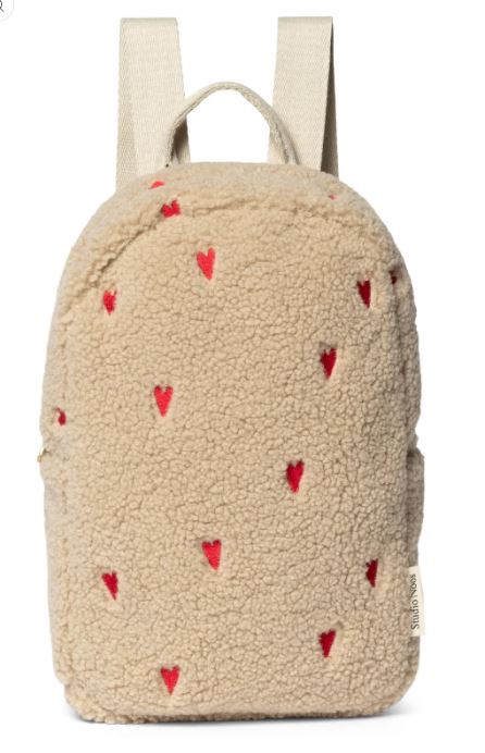 Studio Noos Rugzak Mini Ecru Teddy Hearts 31x21x10 cm