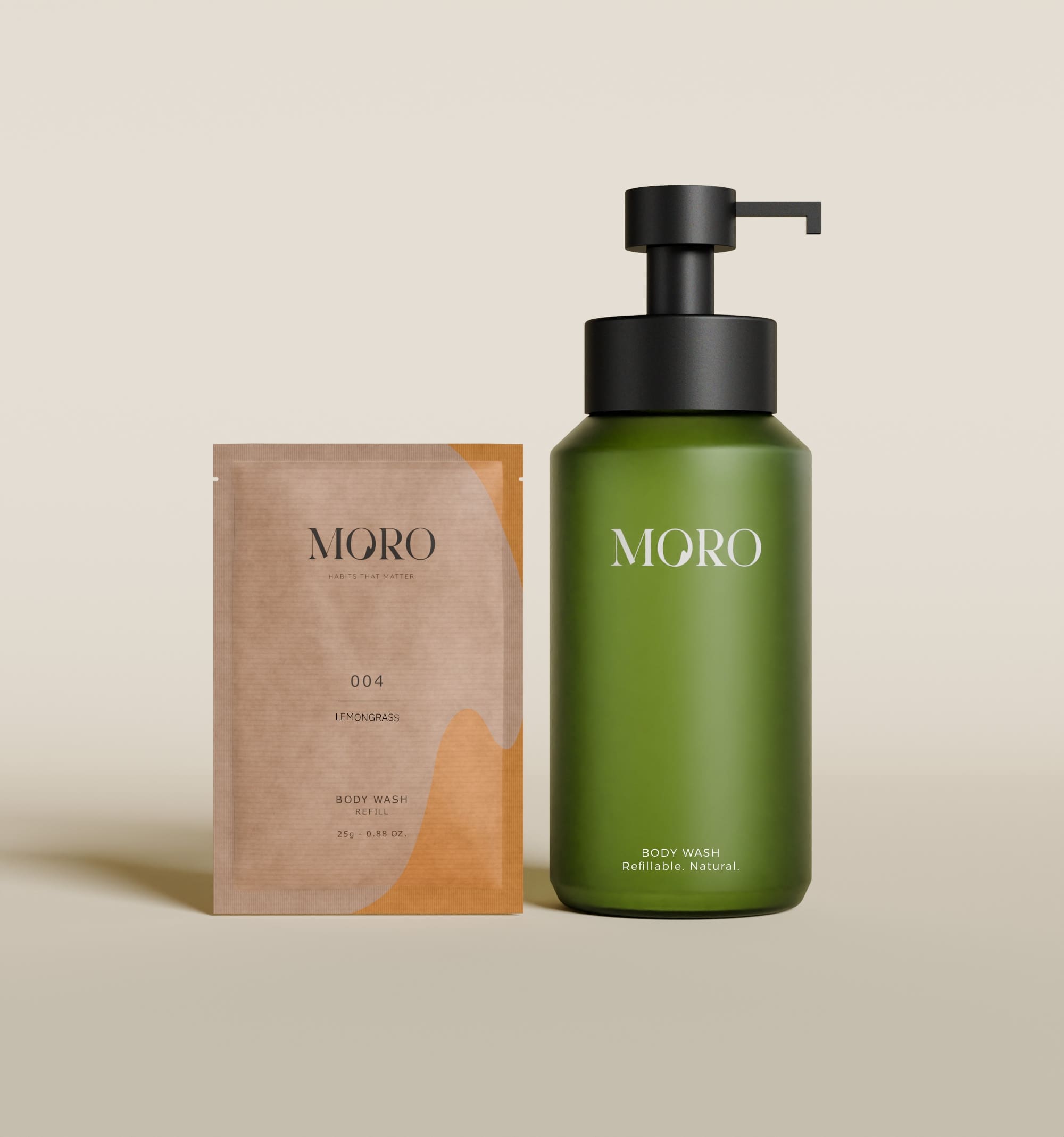 Moro Handzeep Lemongrass 250ml - Groen - Fles met 1 Navulling - Poeder tot Gel