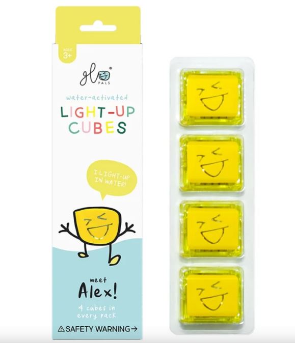 Glo Pals Badspeelgoed Light-Up Cubes Alex Geel - 4 stuks