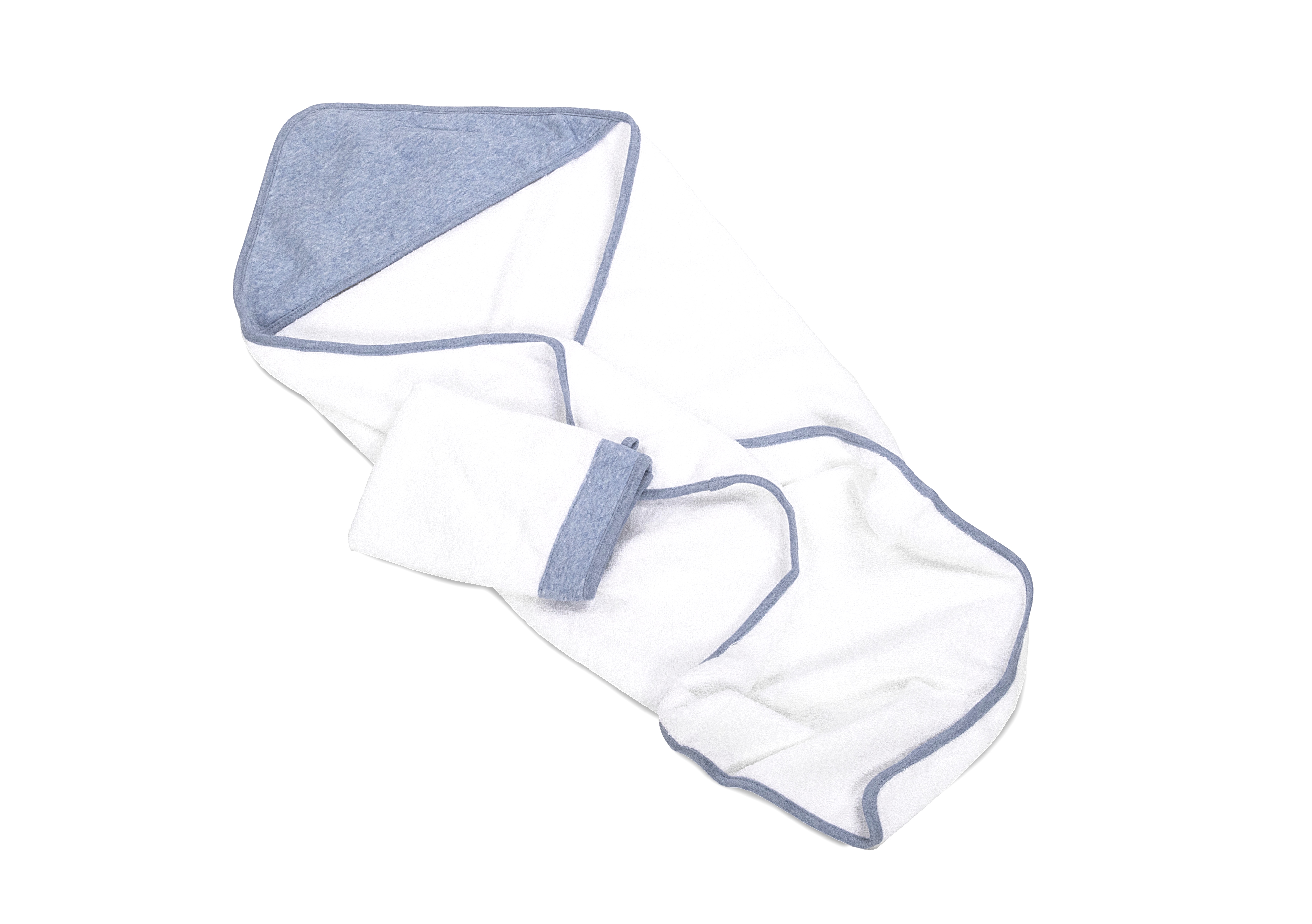 Poetree Badcape met Washandje Chevron Denimblauw