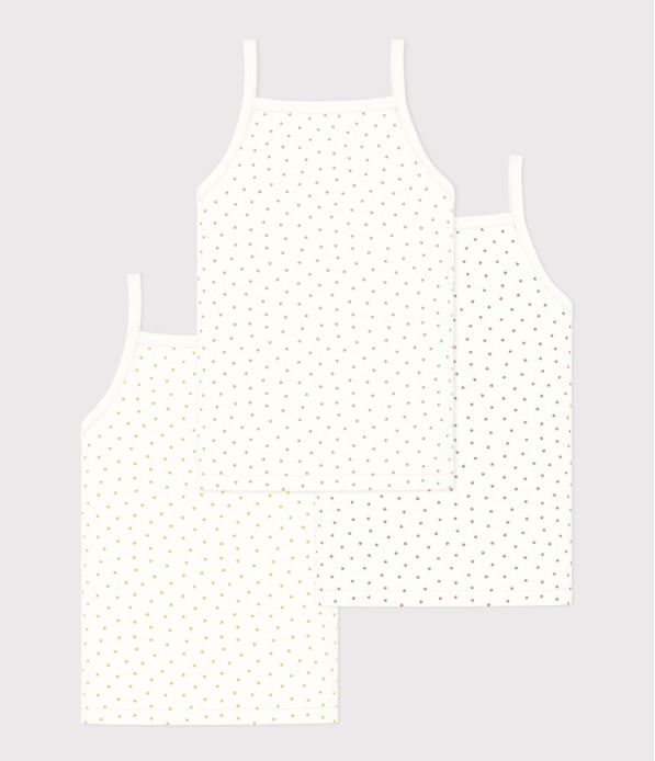 Petit Bateau Hemdje Wit Hartjesprint - 3 stuks