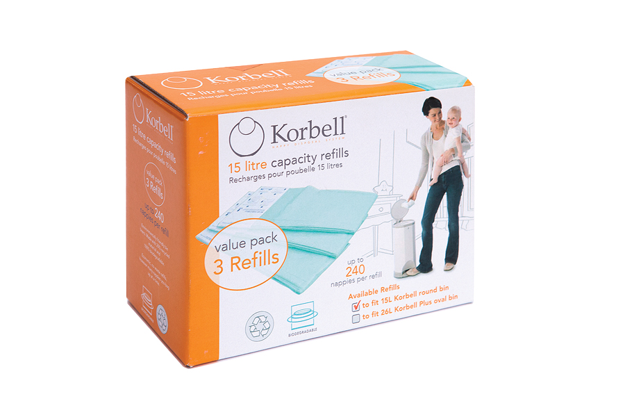 Korbell Navulling Voor Luieremmer - 3 stuks