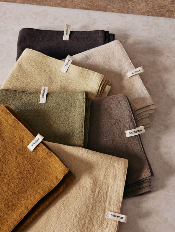 Ferm Living Keukenhanddoek Weekdagen Calm - 7 stuks