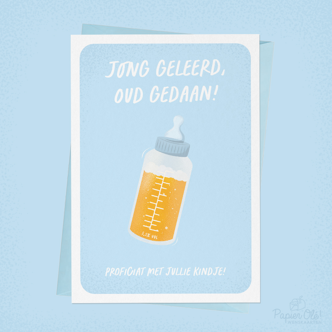 Papier Olé Wenskaart Jong Geleerd, Oud Gedaan