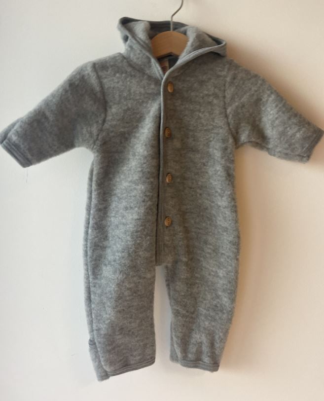 Engel Natur / hooded overall / light grey mélange