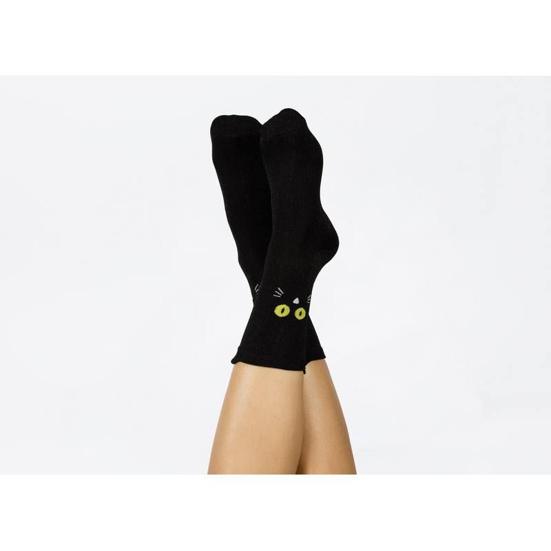 Eat My Socks Sokken Cat Zwart - One Size