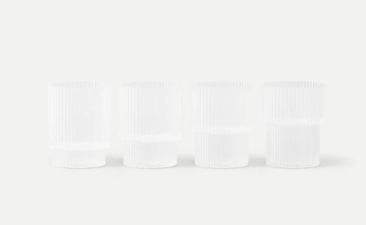 Ferm Living Glas Ripple Frosted - 4 stuks