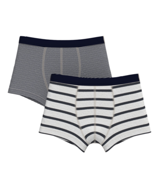 Petit Bateau Boxershort Jongens Iconics Streep Wit-Zwart 2 stuks