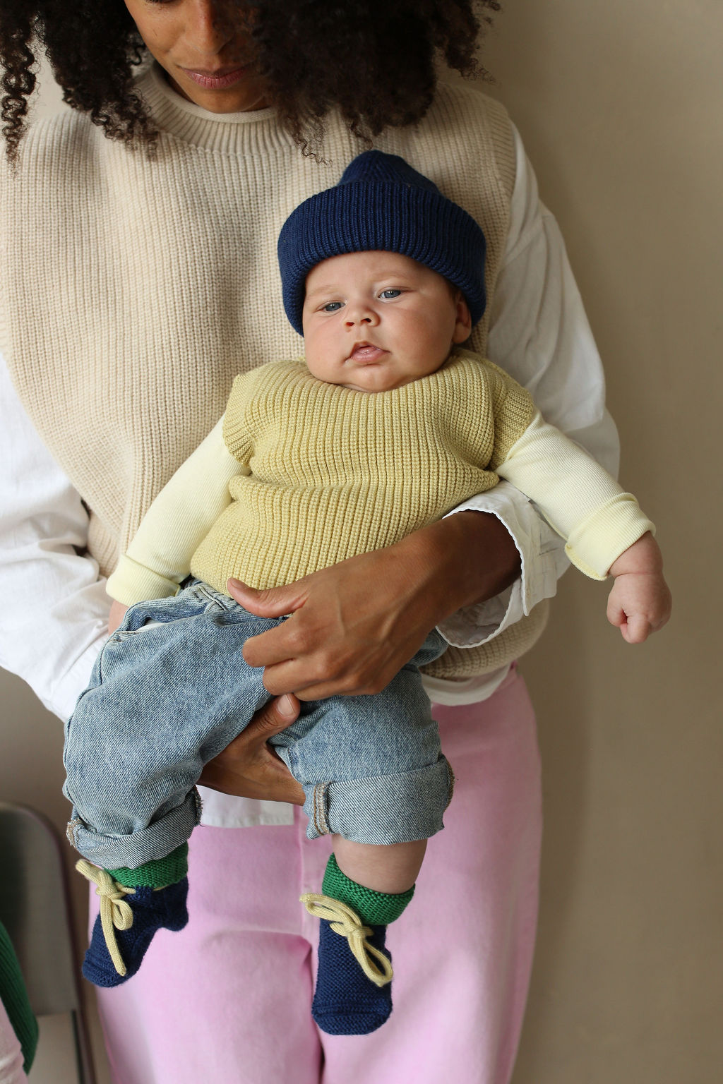 Hvid Booties Cotton Blue-Grass - 9-15 maand