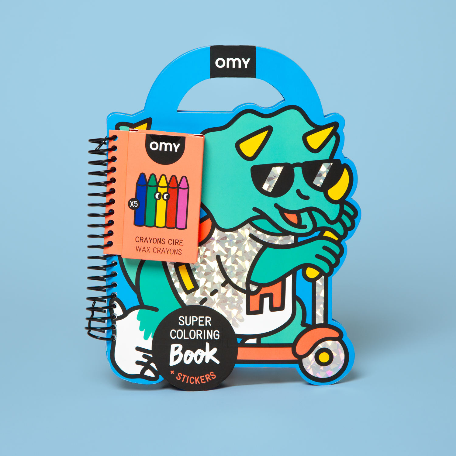 Omy Kleurboek Super Coloring & Stickers Dino met 5 Wasco's 27x22.5 cm