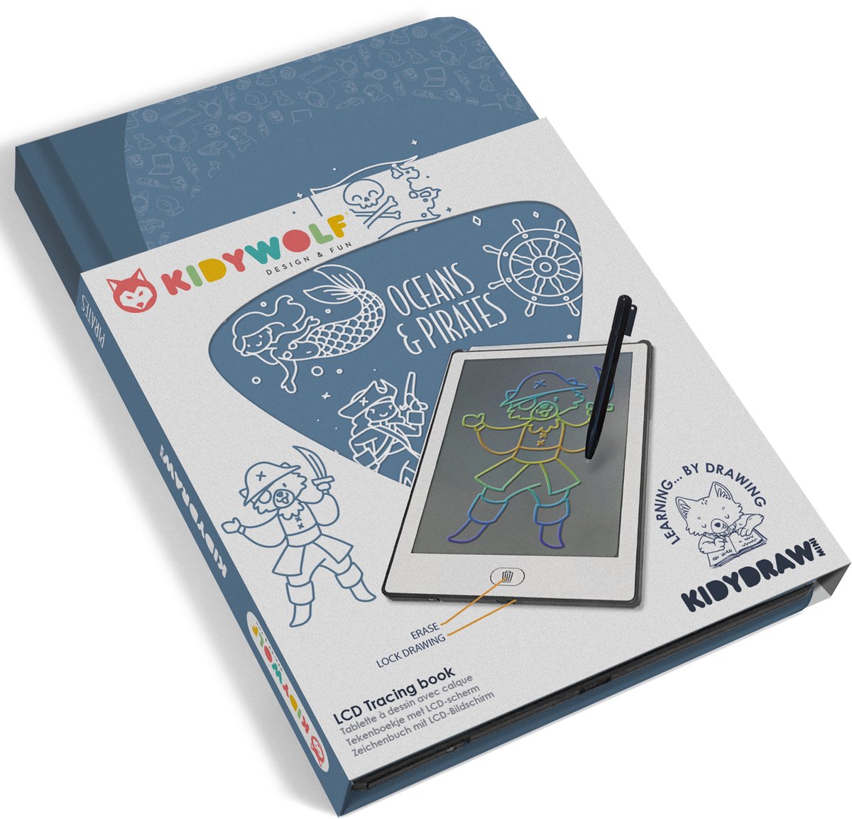 Kidydraw Mini Schrijf en Tekentablet met LED Oplaadbaar, Oceans&Pirats