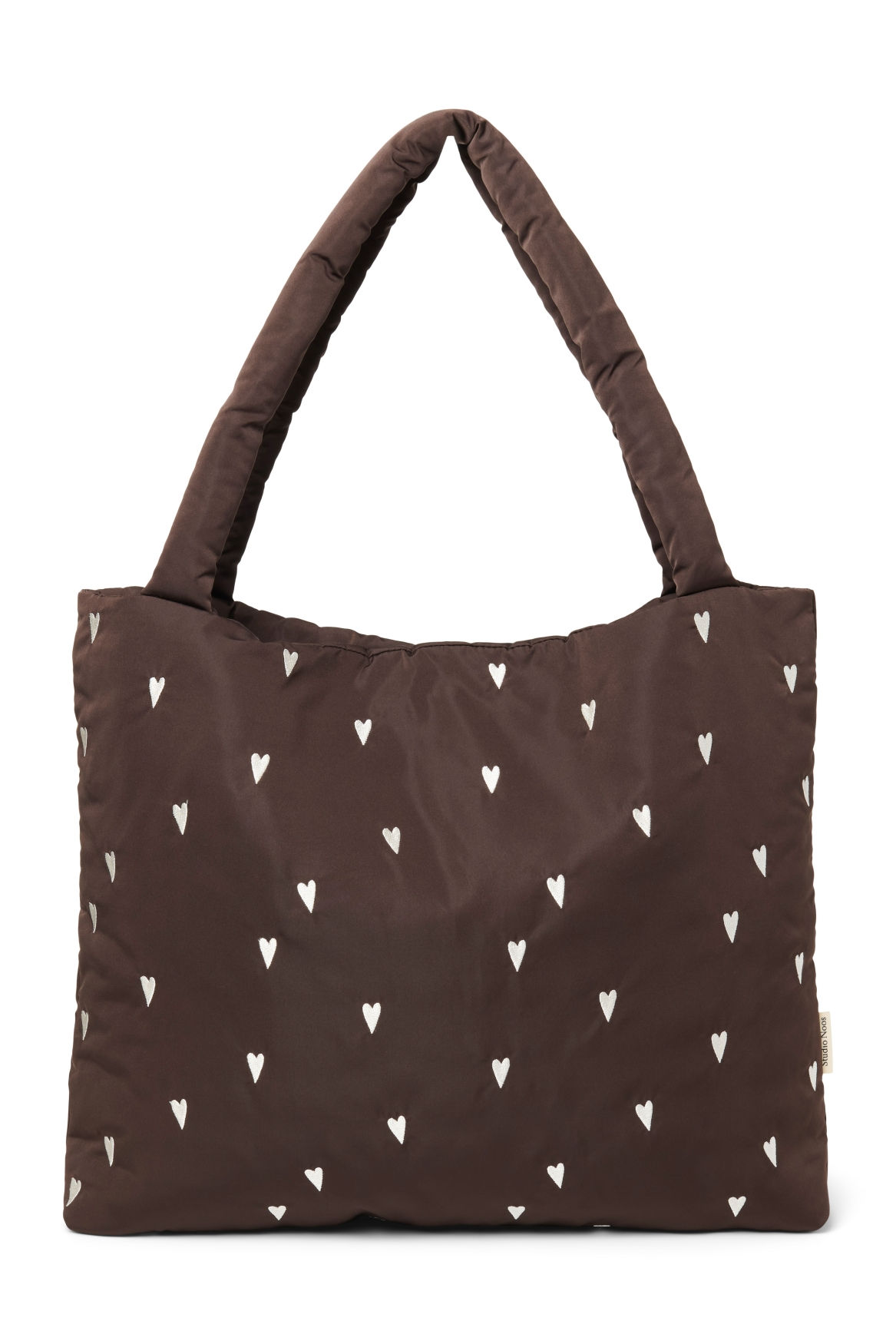 Studio Noos Verzorgingstas Mom Bag Puffy Brown Hearts 58x42 cm