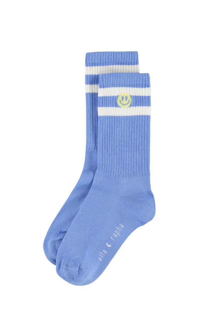 Elle and Rapha Adult Sokken Smiley Sky Blue maat 37-41