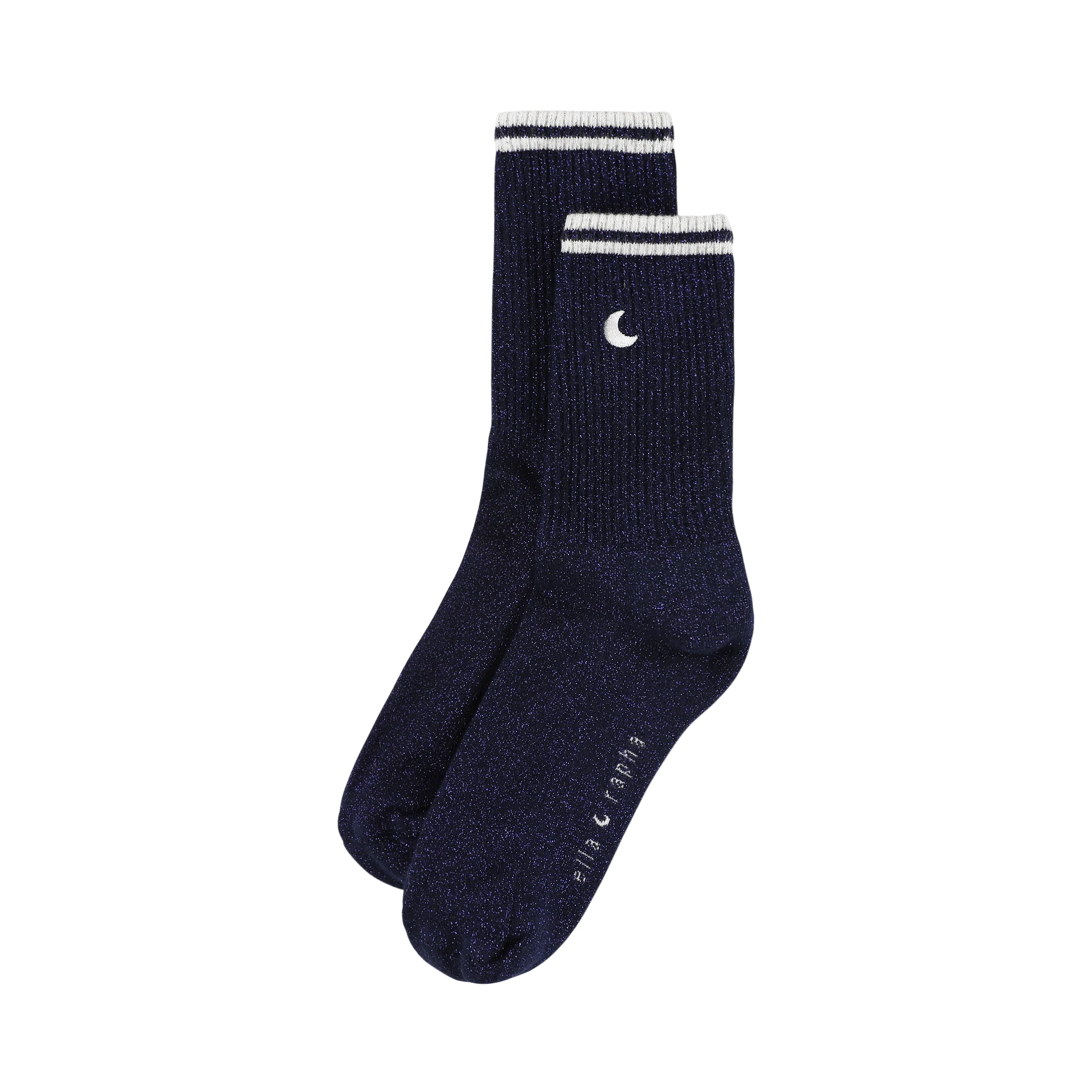 Elle and Rapha Adult Sokken Deep Blue Moon Glitter maat 37-41