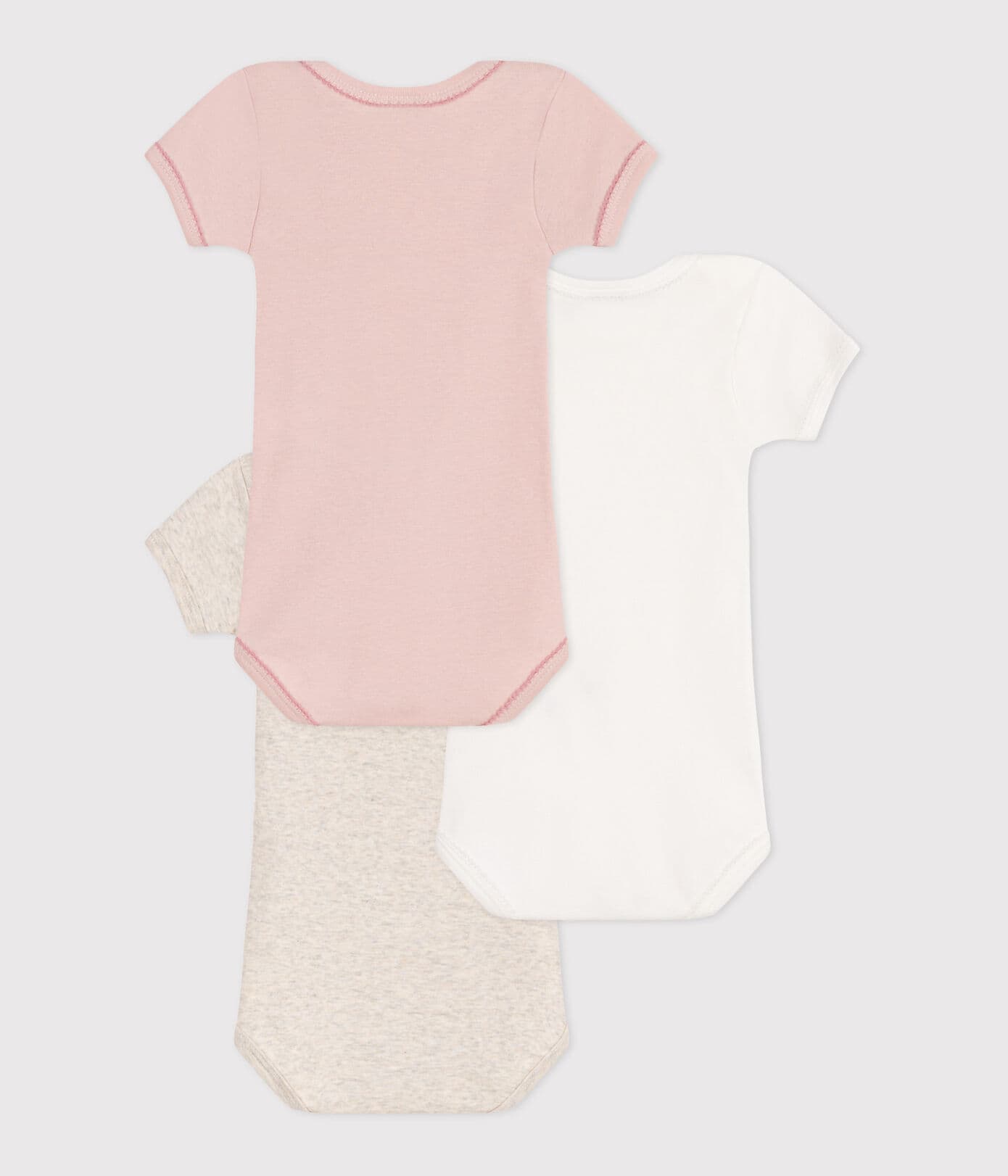 Petit Bateau Body Km Wit-Roze-Beige - 3 stuks