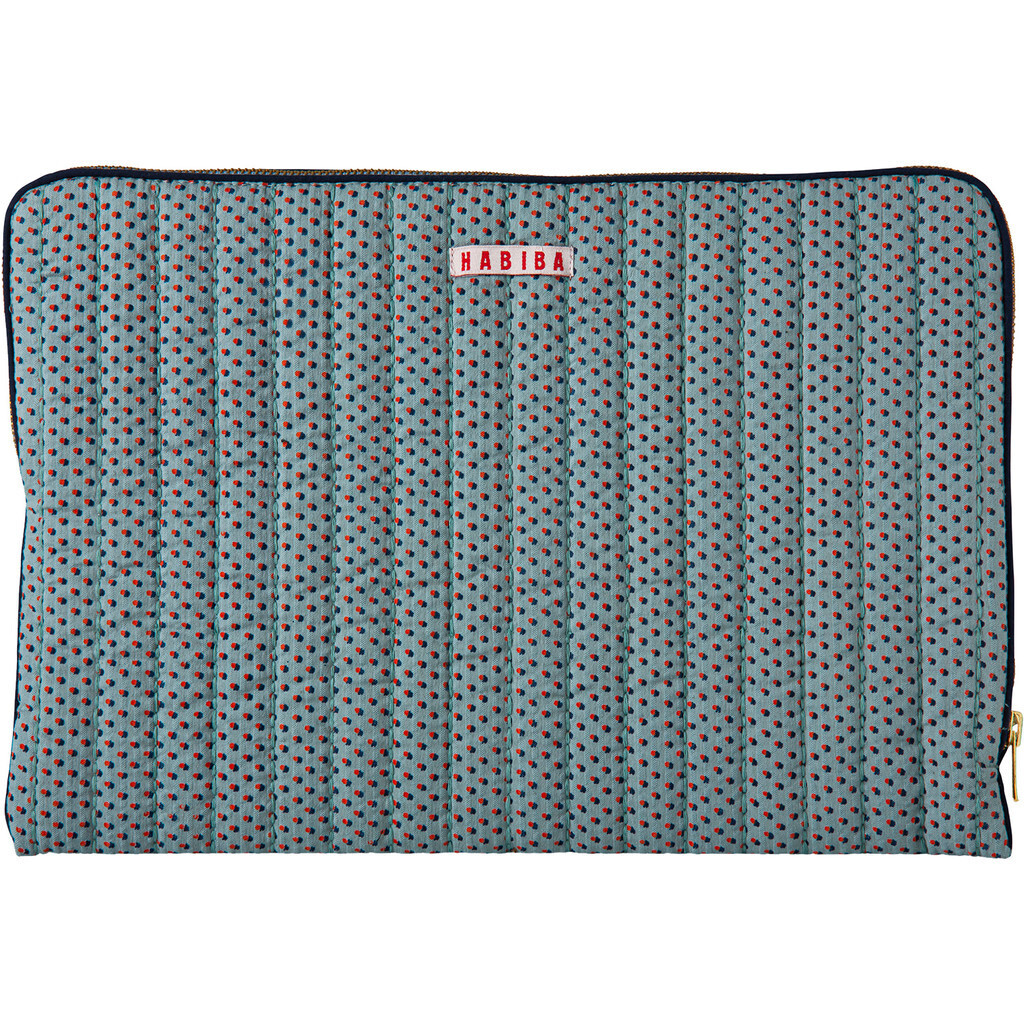 HABIBA / dotty seersucker computer sleeve / 13 inch / pastel blue