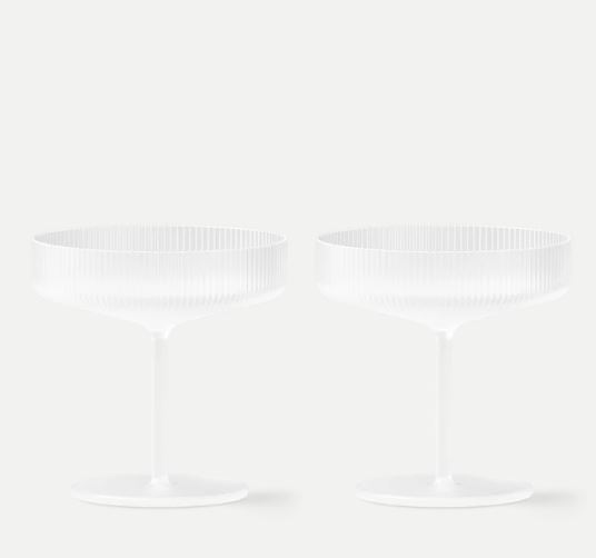 Ferm Living Glas Champagne Ripple Frosted - 2 stuks