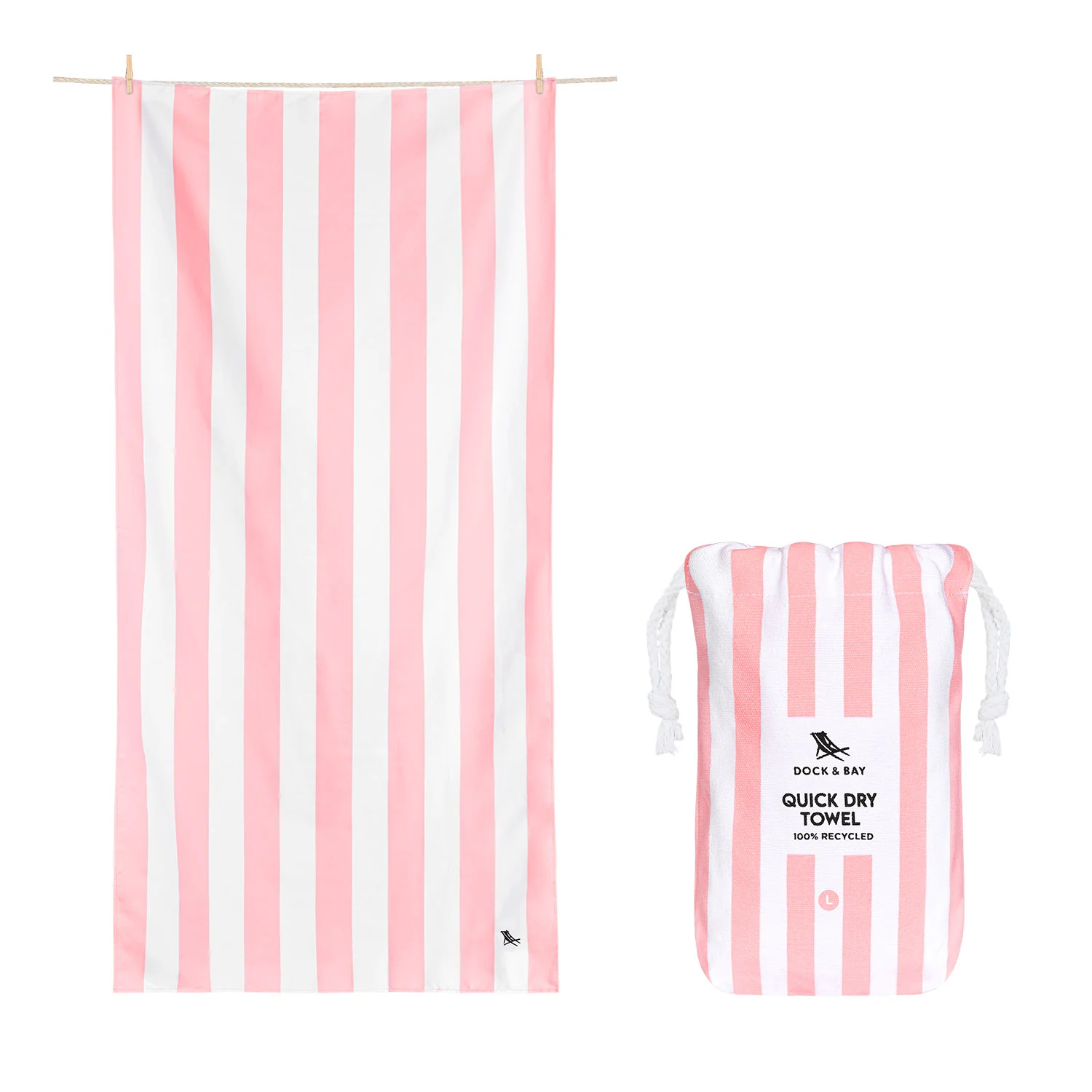 Dock & Bay Strandhanddoek Malibu Pink L 160x90 cm
