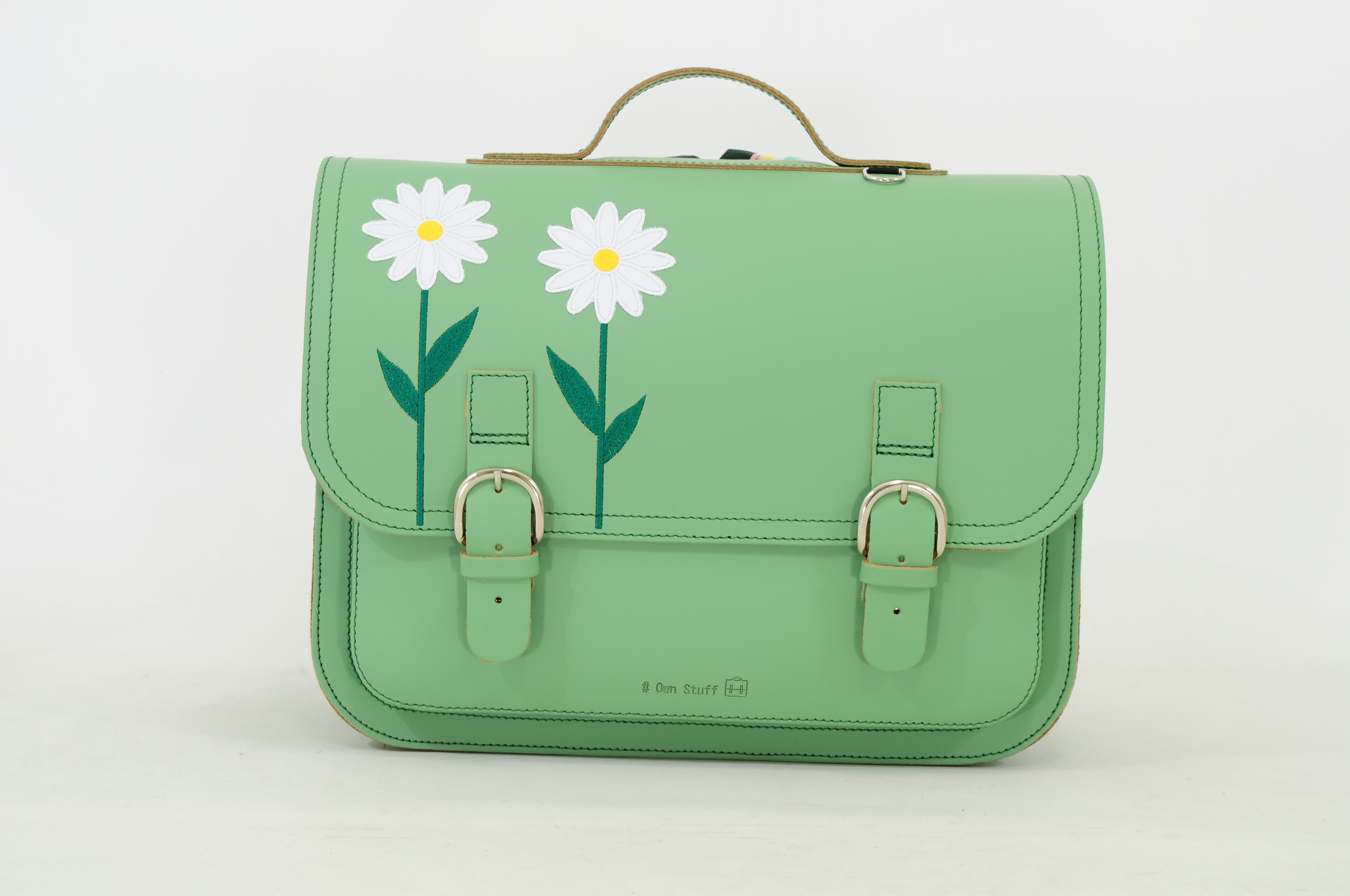 Own Stuff Boekentas Classic Madelief Pastel Groen 38x17x28 cm