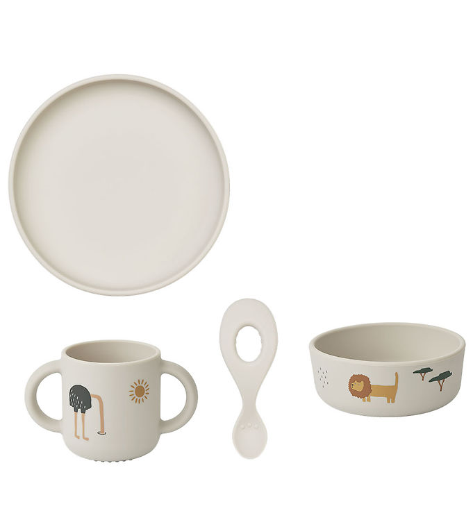 Liewood Eetset Vivi Safari Sandmix Bord - Bowl - Mug - Lepel