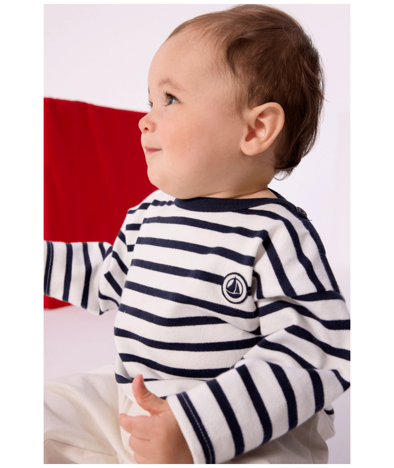 Petit Bateau Baby Trui Mariniere Marshmallow-Smoking