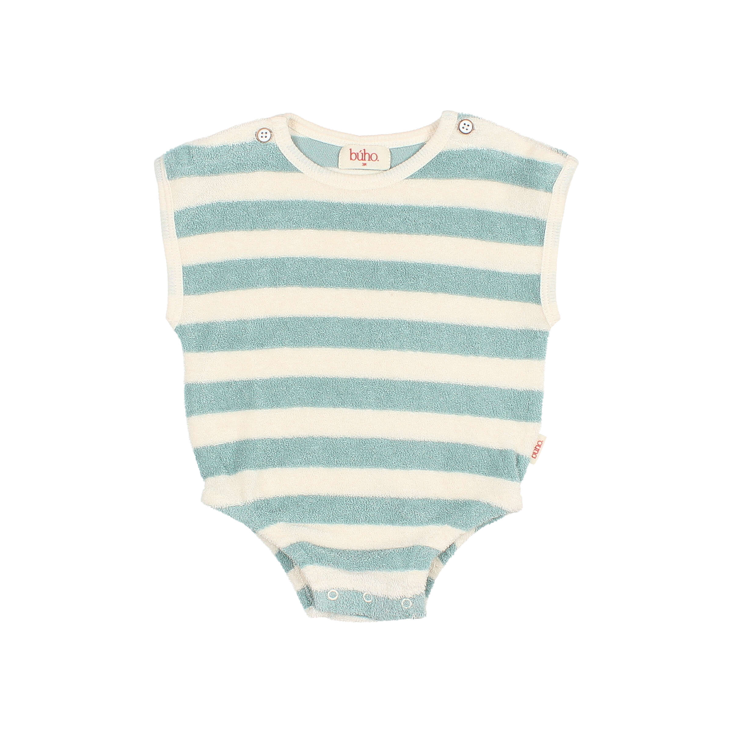 Buho Baby Romper Terry Stripes Green Moss