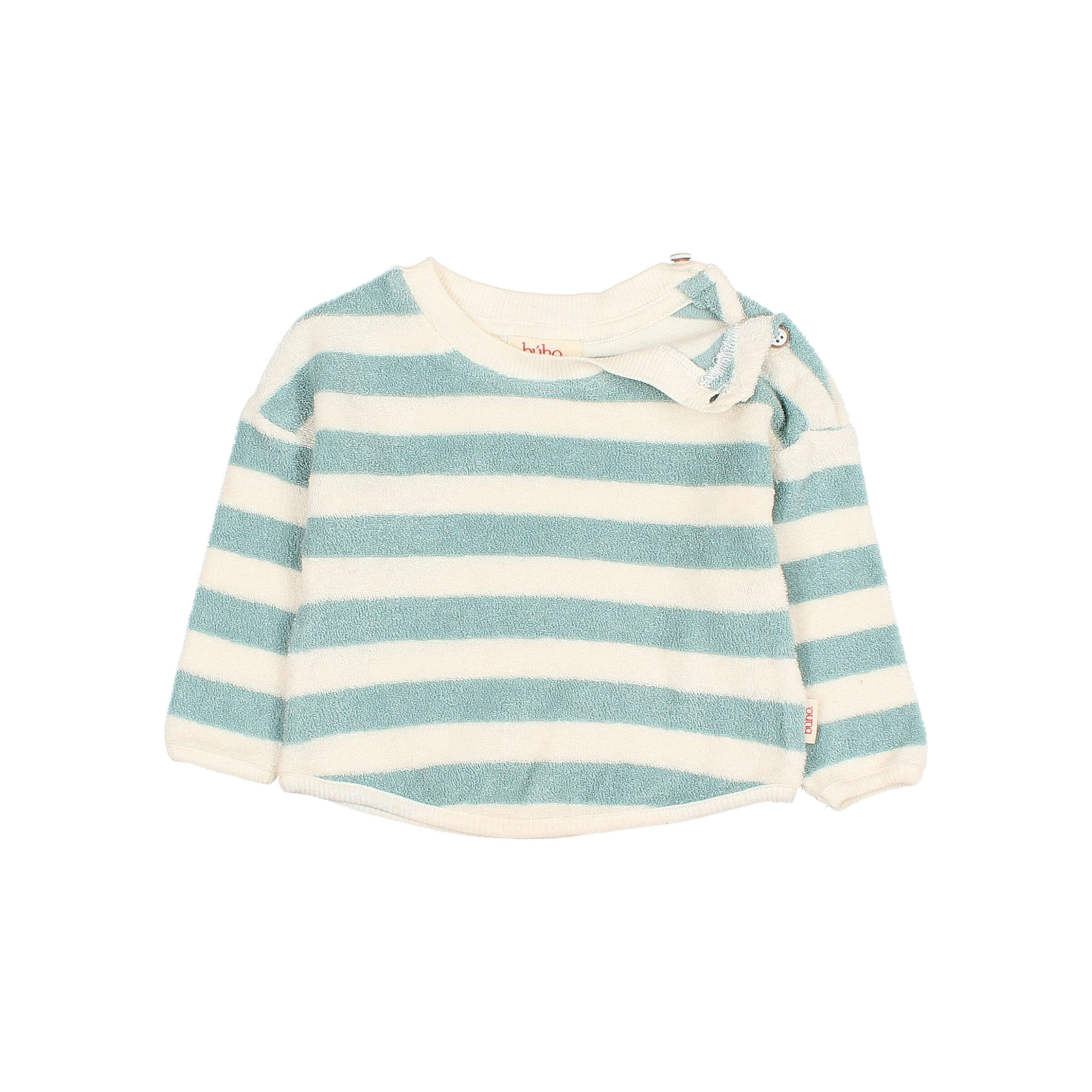 Buho Baby Sweater Terry Stripes Green Moss