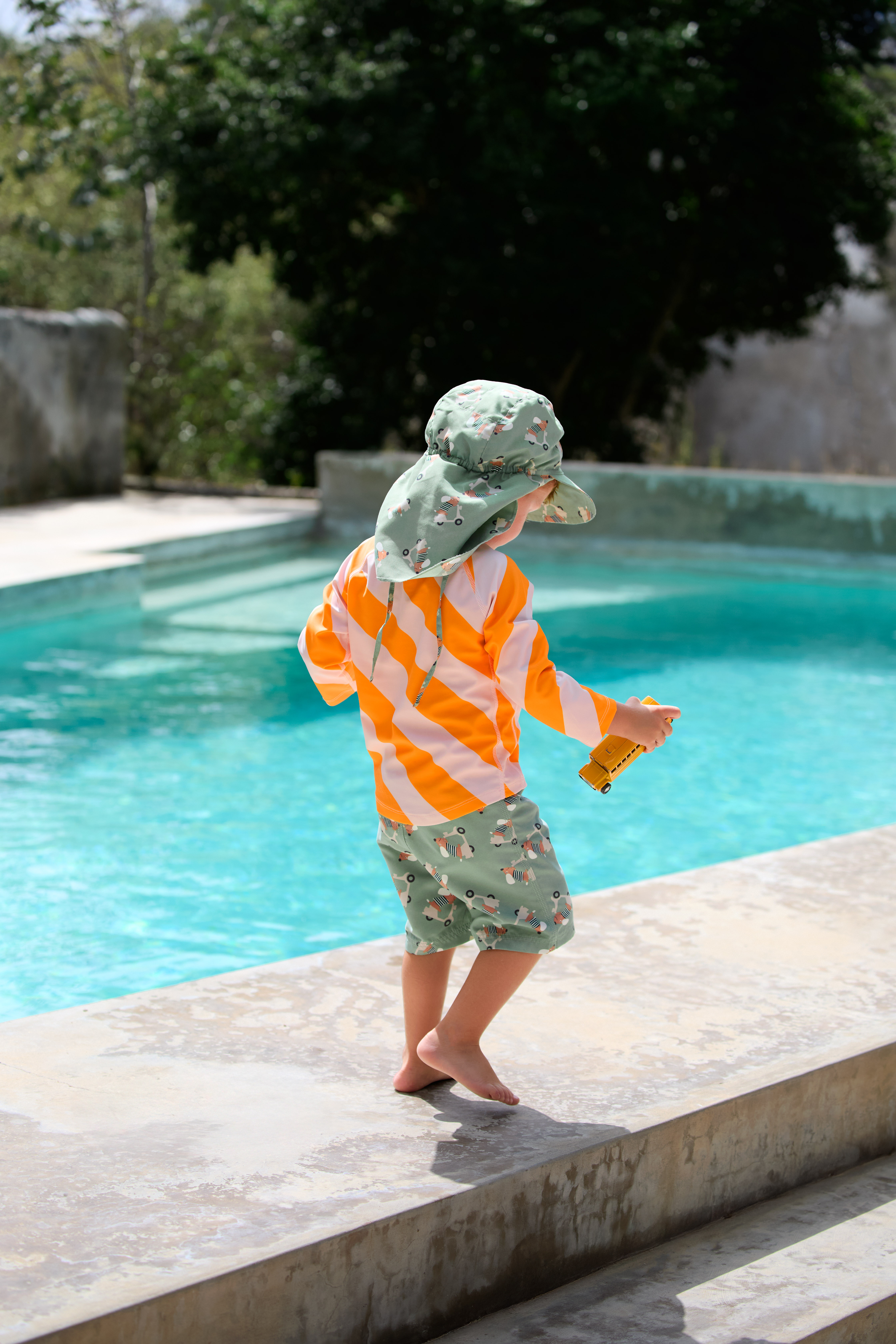 Lässig T-shirt Lm UV Rashguard Gestreept Pink-Orange - 6 jaar