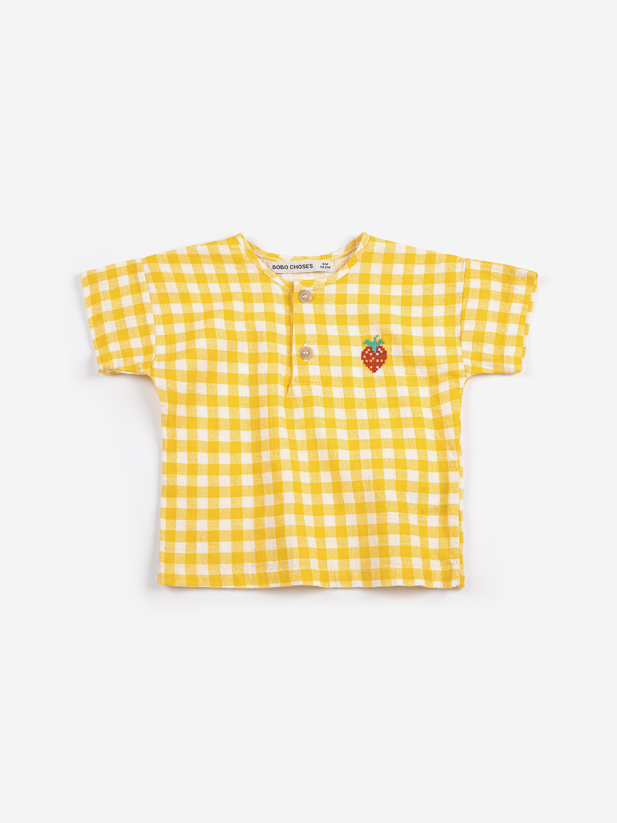 Bobo Choses Baby Bloes Pixel Strawberry Vichy Woven Yellow