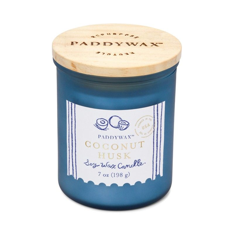 Paddywax Geurkaars Coastal Coconut Husk 226g met Deksel - Sea Blue