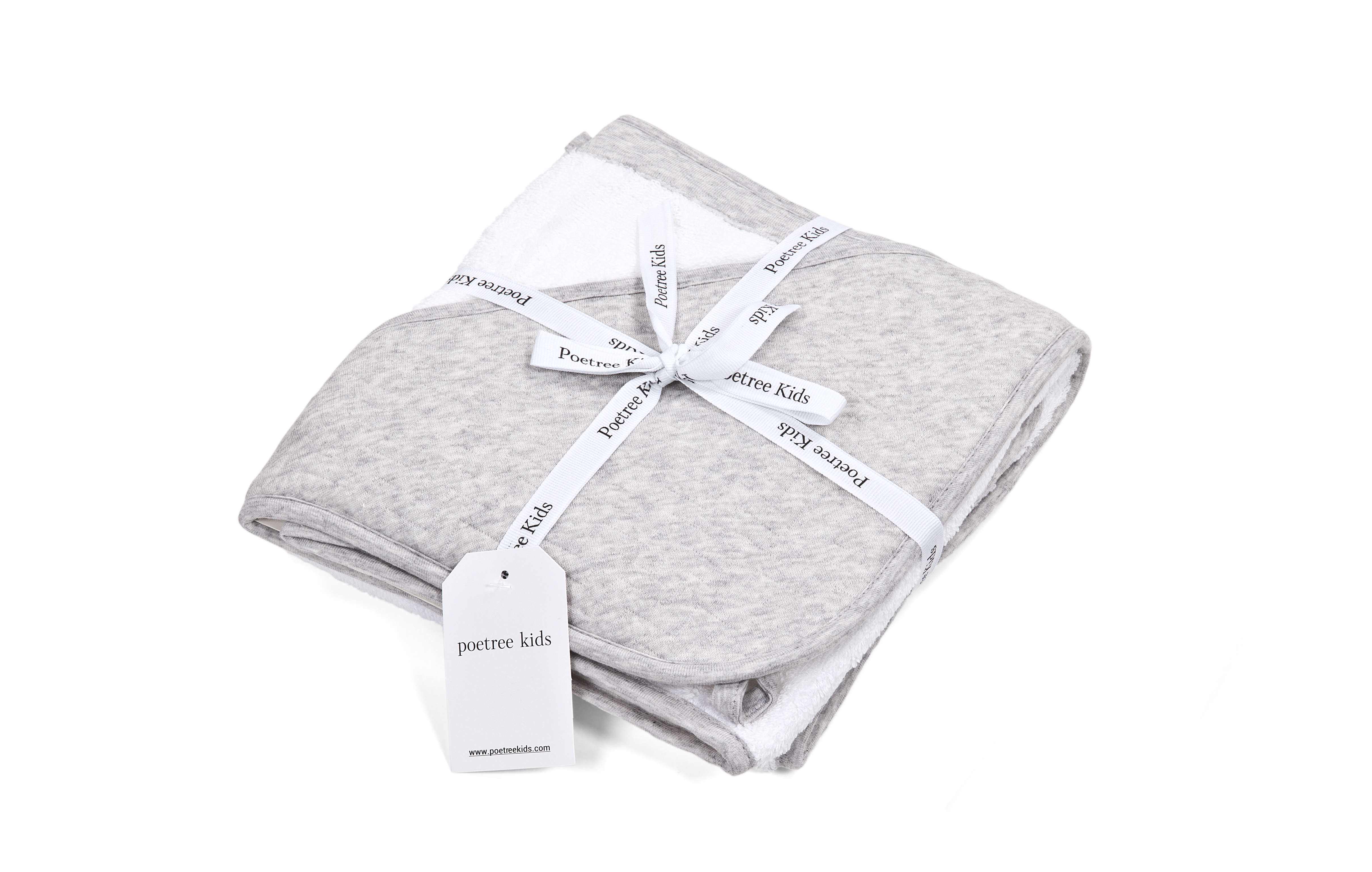 Poetree Badcape met Washandje Chevron Lichtgrijs Melange