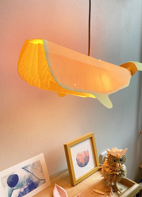 Studio Snowpuppe Hanglamp Papier Walvis Geel - Pastel Geel Koord