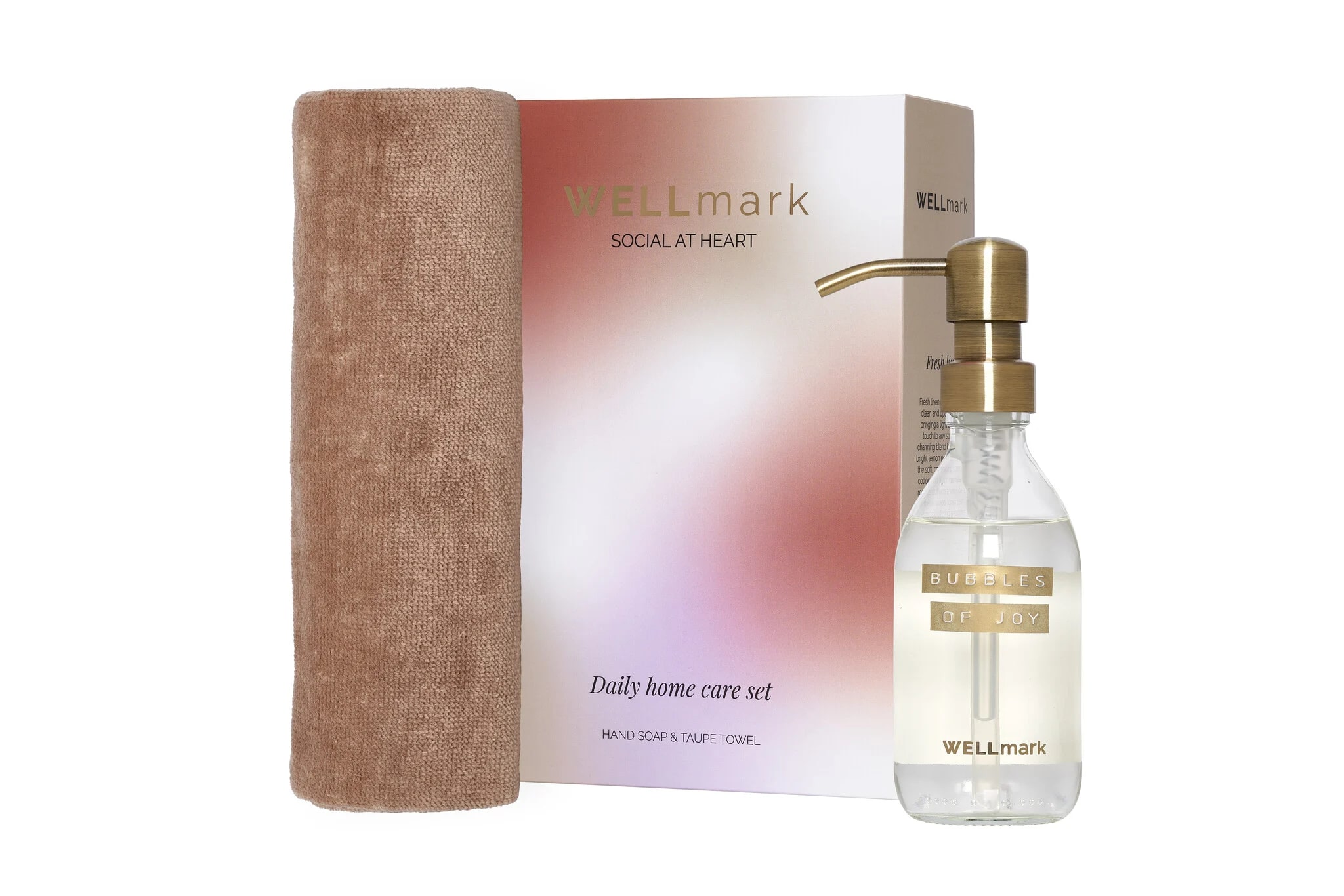 Wellmark Daily Home Care Set Fresh Linen - Handzeep 250ml & Handdoek Taupe