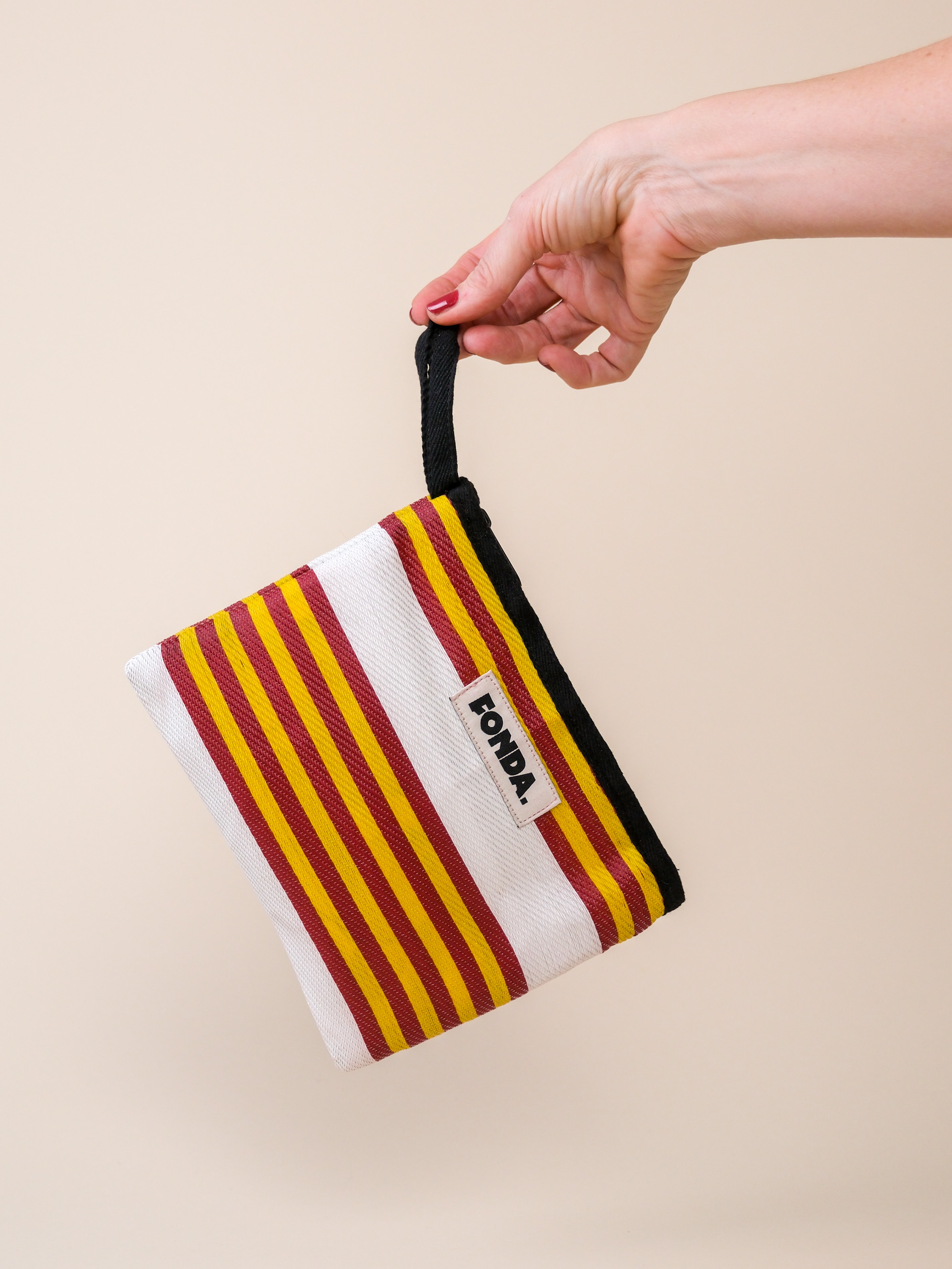Fonda Etui Plat Gestreept Geel-Rood-Wit