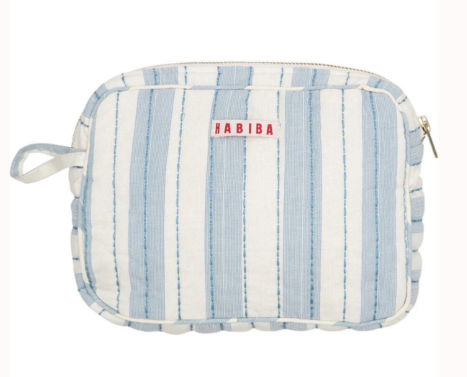 HABIBA / makeup clutch / capri stripe / blue moon