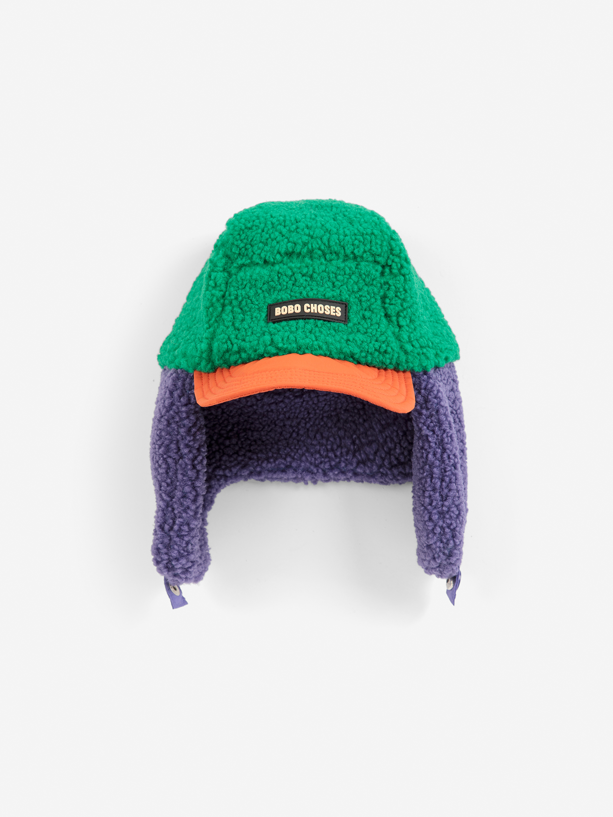 Bobo Choses Muts Color Block Sheepskin Chapka Groen-Paars - maat 48