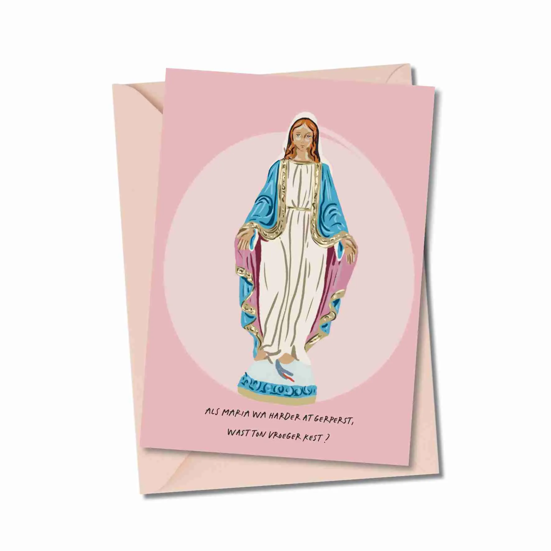 Moomade Kerstkaart als Maria wa Harder at Geperst