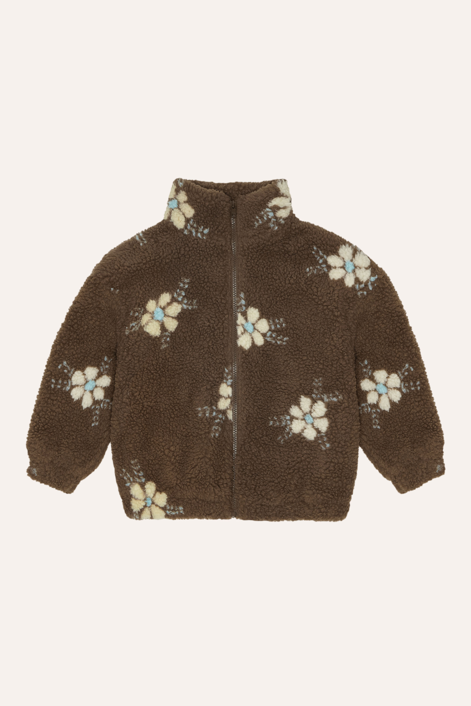 The Campamento Kids Jas Flowers Teddy Brown - 4 jaar
