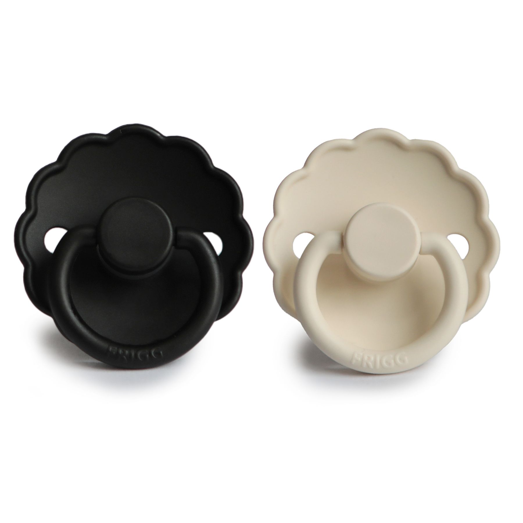 Frigg Fopspeen Daisy Silicone Cream-Jet Black 0-6 maand