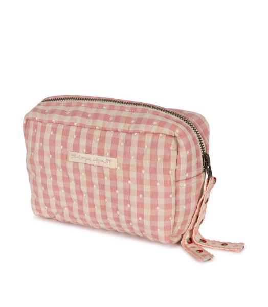 Konges Slojd Seersucker Small Toiletry Bag Powder Pink Check