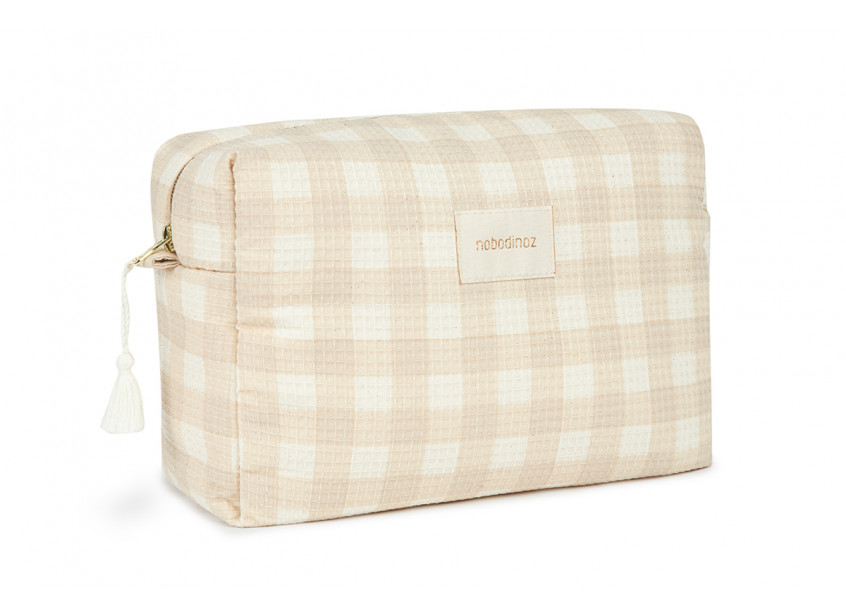 Nobodinoz Diva Waterproof Vanity Case Ivory Checks