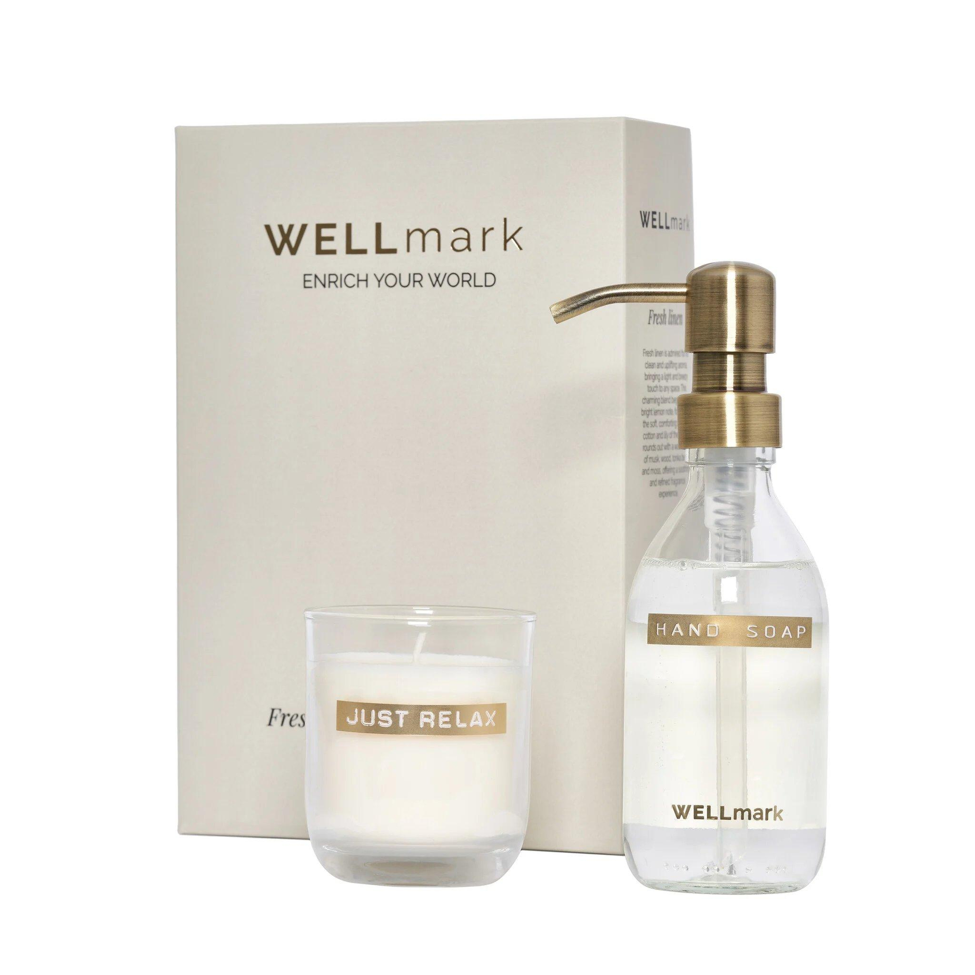 Wellmark Discovery Set Fresh Linen - Geurkaars & Handzeep - Just Relax/Bring Out The Bubbles