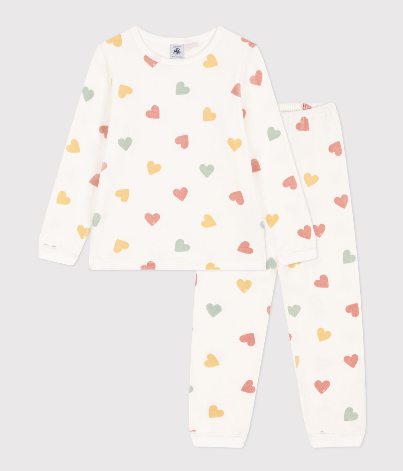 Petit Bateau / fluwelen pyjama / multi hartjes FOUT