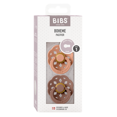Bibs Fopspeen Latex Rond Boheme Peach-Woodchuck 0-6 maand - 2 stuks