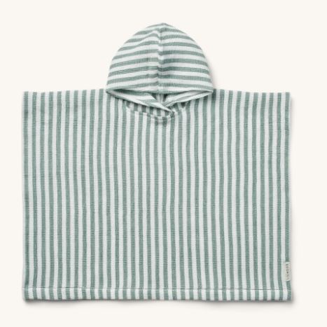 Liewood / Paco poncho / stripes peppermint white - 4 Y