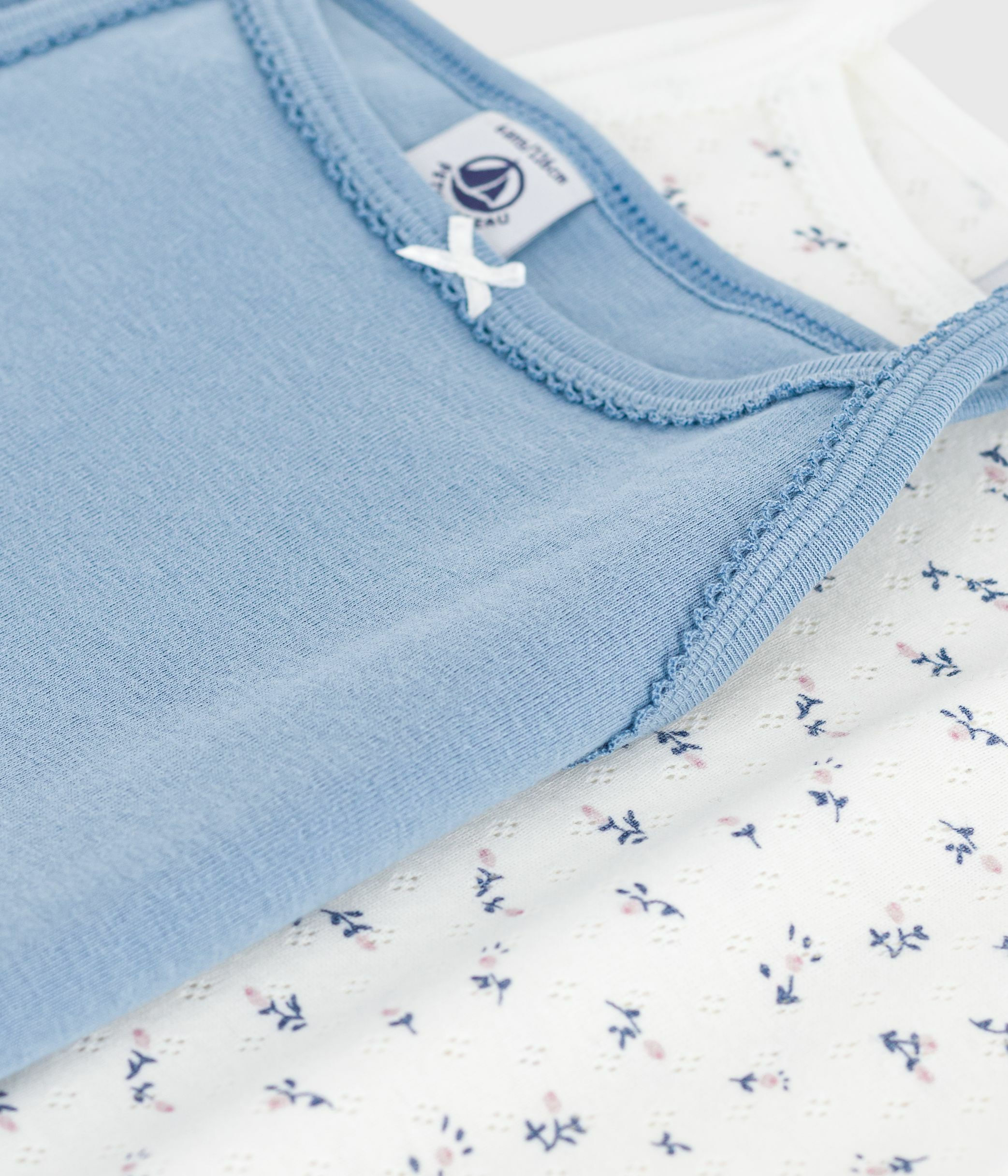 Petit Bateau Hemd Meisjes Bloem-Blauw 2 stuks