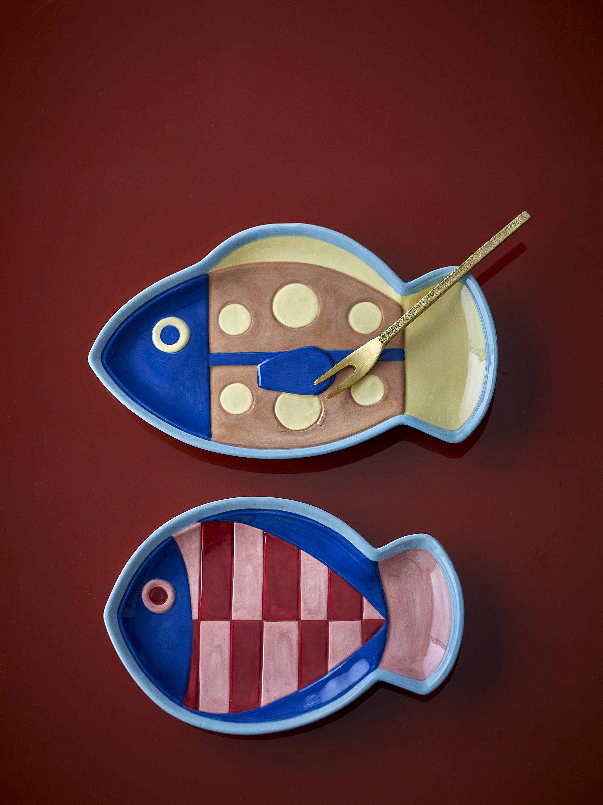 Bloomingville Bord Willy Fish Multi 20x13.5 - 23x13.5 cm - 2 stuks
