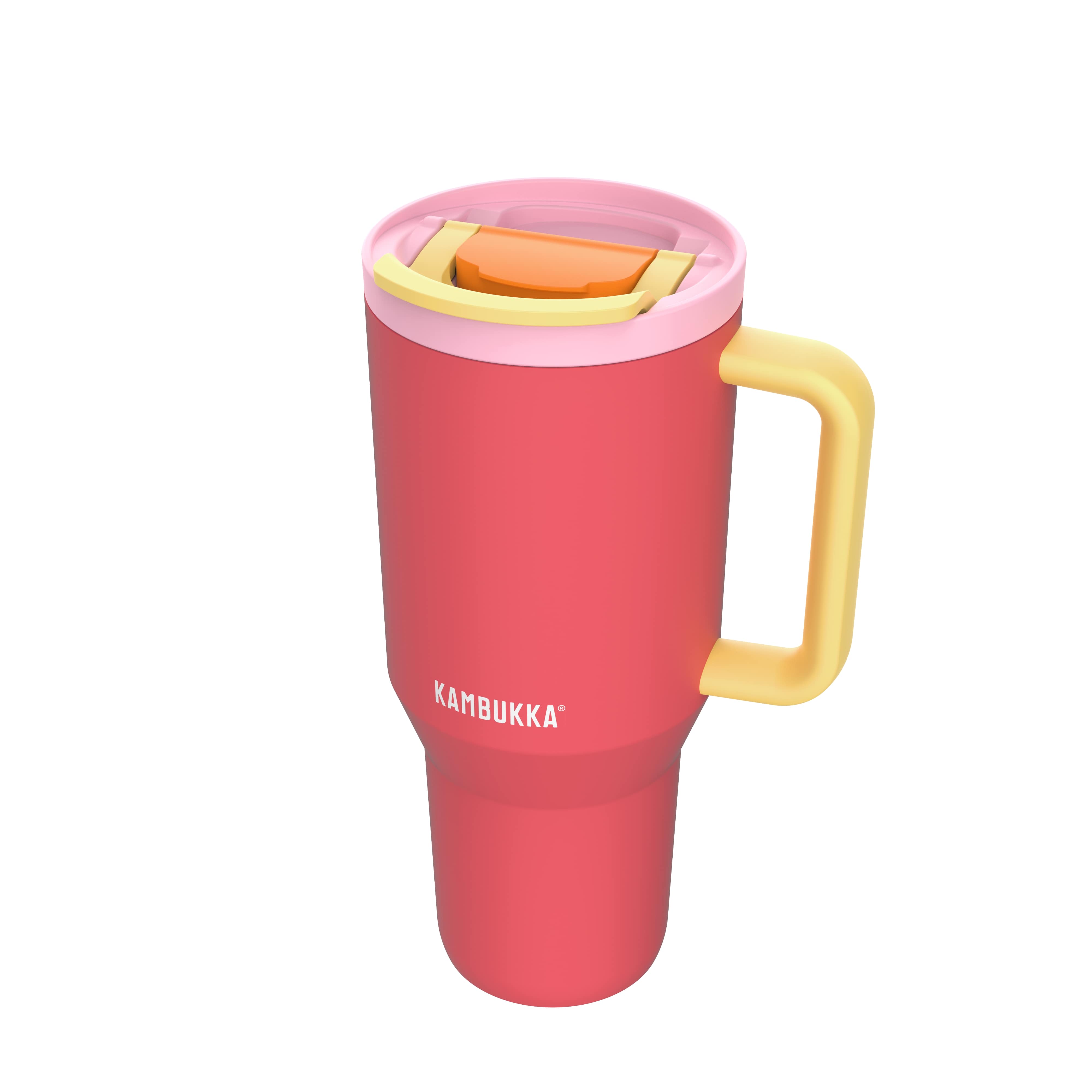 Kambukka Isoleerbeker Rio 950ml Pink Papaya - met Rietje in Deksel - Tumbler - Dubbelwandig Vacuum Geisoleerd 18/8 RVS