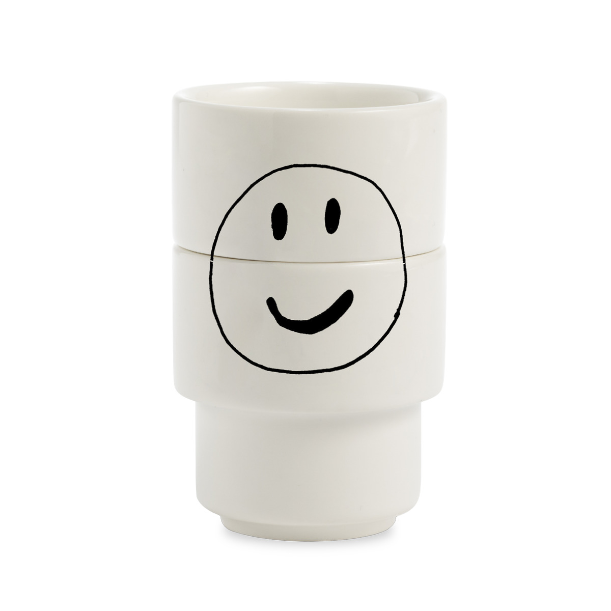 Helen B Eierdopjes Smiley set 2 stuks - Stapelbaar - Porselein