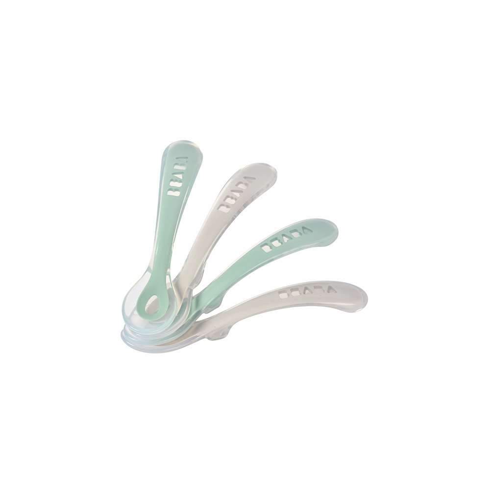 Beaba Lepel Silicone 2de Leeftijd Velvet Grey Sage Green - 4 stuks